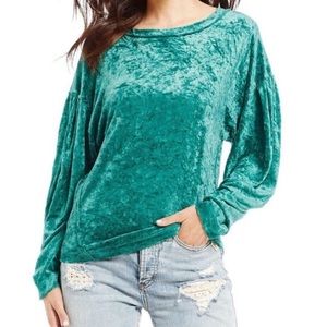 We the Free Teal Milan Velvet Top S